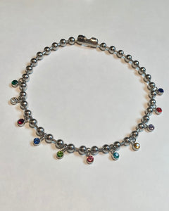 Rhinestone ball chain collar