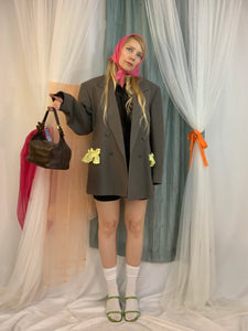 Upcycled ruffle blazer