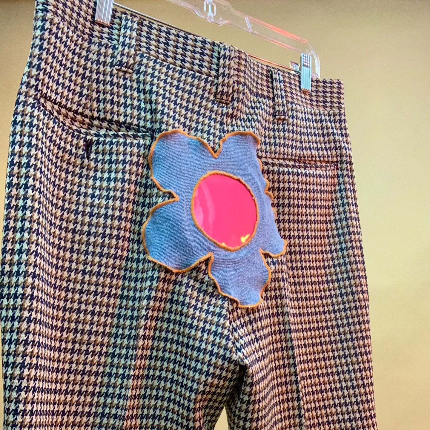 Custom flower patch chain pants