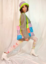 Patchwork lambskin drawstring tote