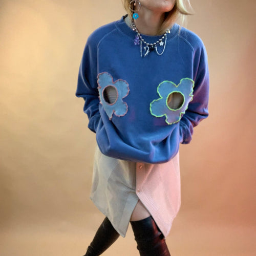 Vinyl scrap flower sweatshirt