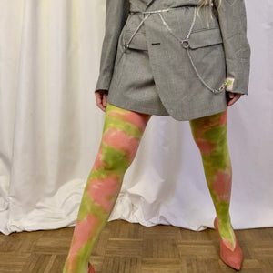Recycled watercolor rose drip tights