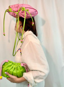 Mini drawstring lime pouch