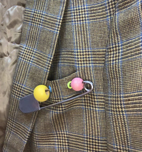 Custom flower + safety pin blazer