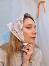 Floral triangle bonnet scarf