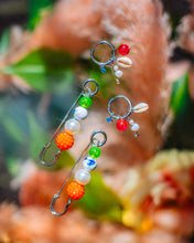 Safety pin beaded earring