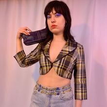 Taffeta plaid crop shirt