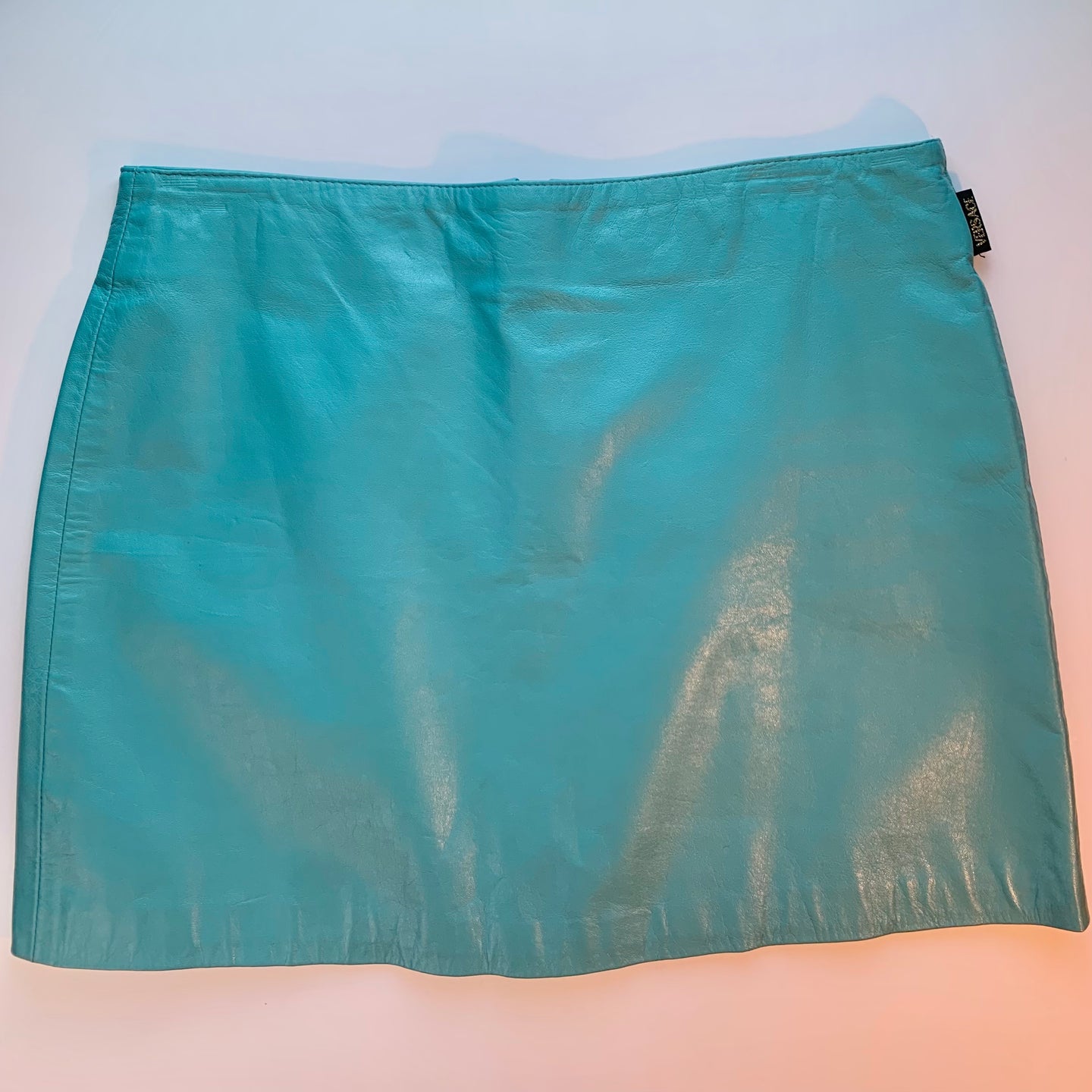 Versace leather mini skirt