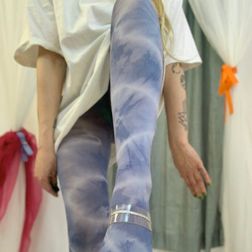 Denim tie dye tights