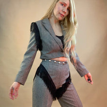 Upcycled western cropped fringe suit
