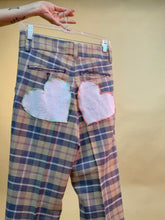 Custom double heart patch chain pants