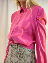 Pink silk puff sleeve jacket