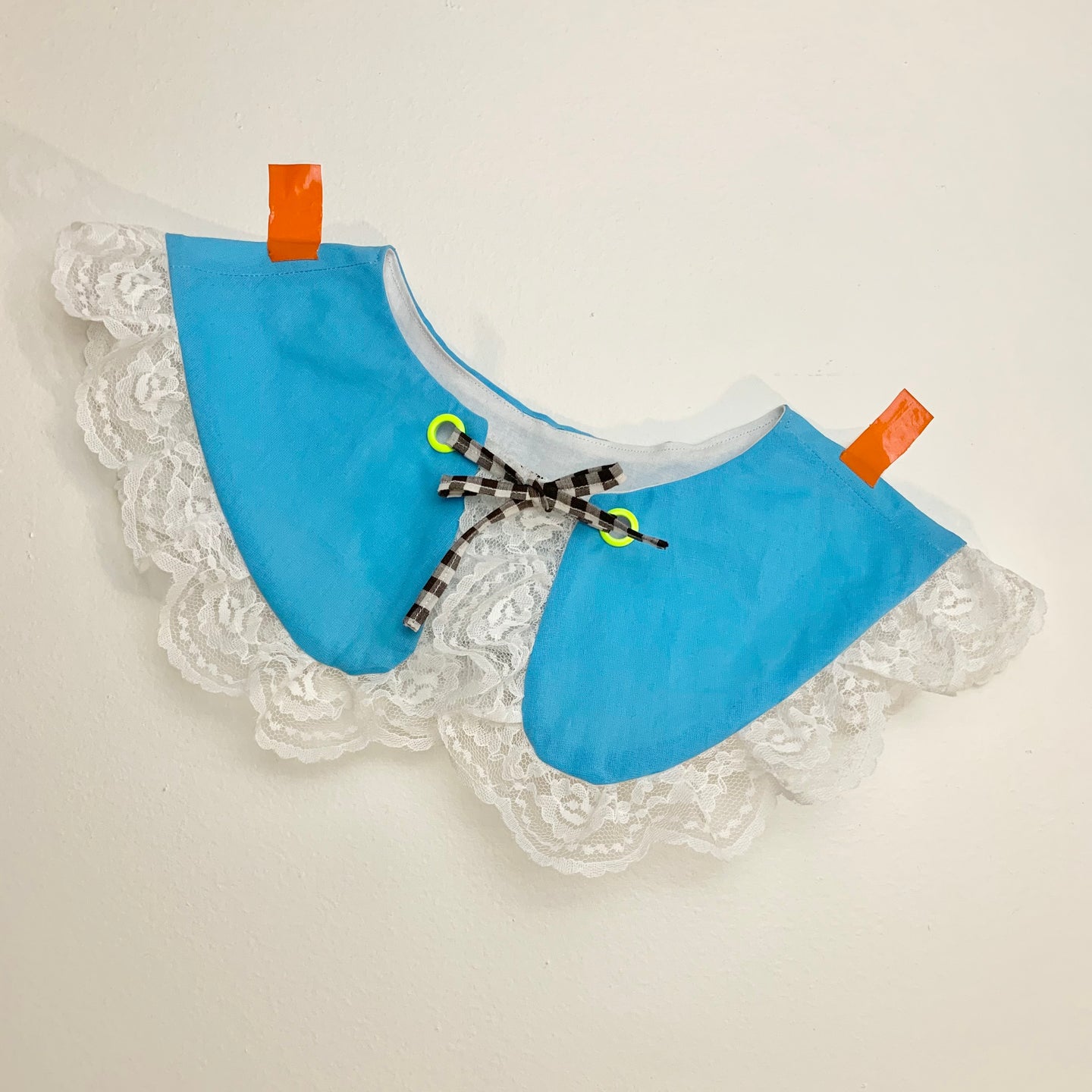 Bright blue peter pan lace collar
