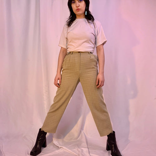 Pleated suspender chain pants