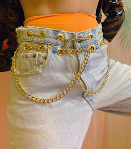 Double extra chain belt jeans