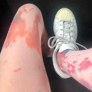 Cotton candy tie dye tights