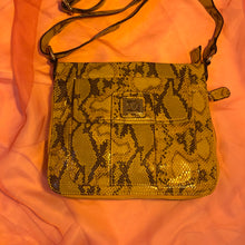 Faux snakeskin patent bag