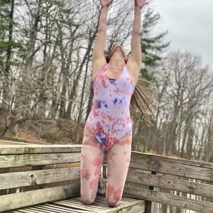 Recycled cotton candy tie dye tights