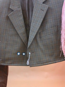 Custom cropped fringe safety pin blazer