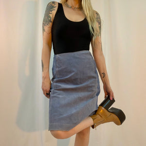 Powder blue suede skirt