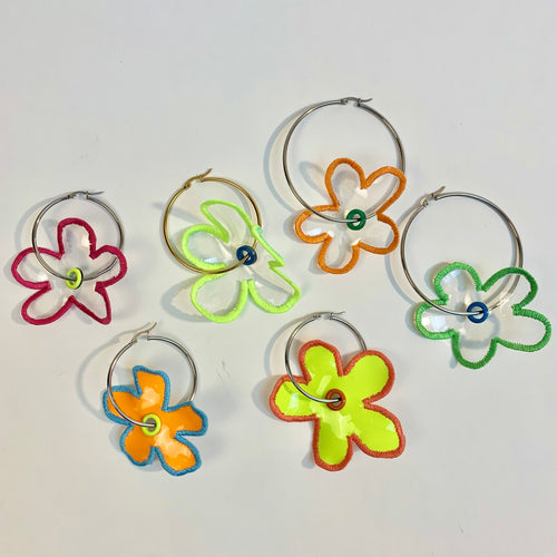 Recycled vinyl flower earring