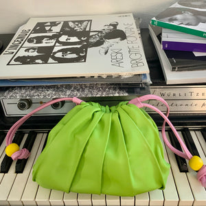 Mini drawstring lime pouch