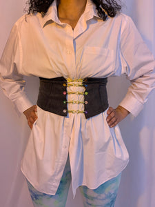 Rainbow corset denim belt