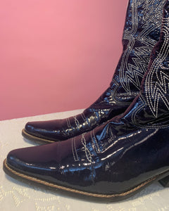 Patent leather pointy cowboy boots