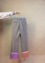 Mixed fringe plaid pants
