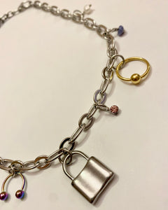 Pierced lock & shell necklace