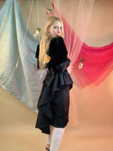 Puff sleeve velvet ruffle dress