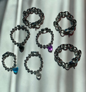 Ball + chain heart bracelet