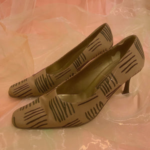 Fabric glitter geo heels