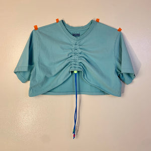 Dusty teal ruch front tee