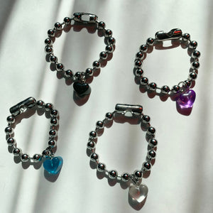 Ball + chain heart bracelet