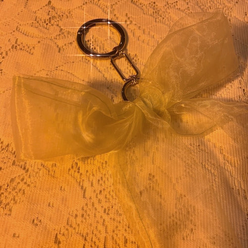 Organza bow keychain charm