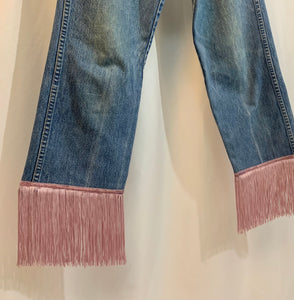 Upcycled Wrangler fringe jeans