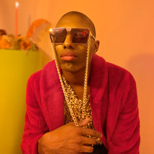 Chunky gold tone sunglass chain