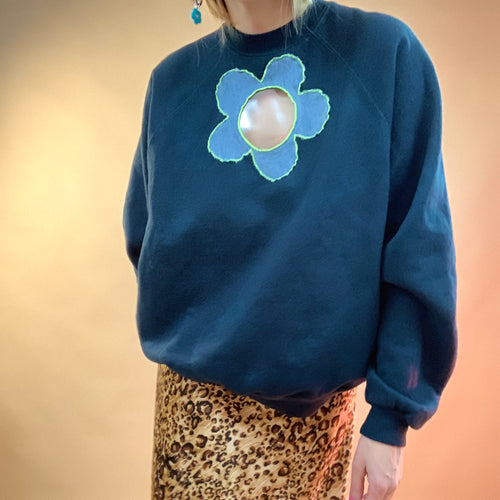 Vinyl scrap flower sweatshirt