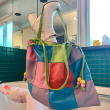 Scrap lambskin drawstring tote