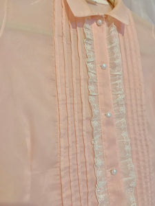 Sheer pastel country ruffle blouse