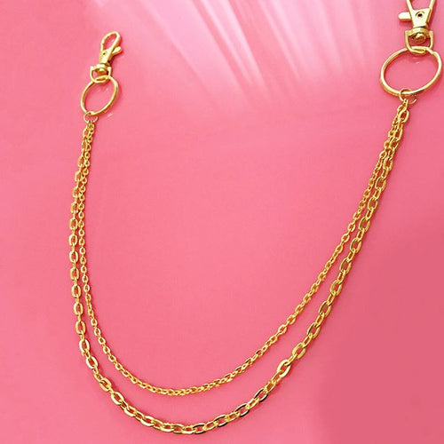 Gold double clip chain