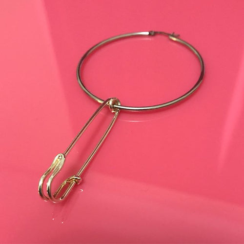 Safety pin single hoop earring