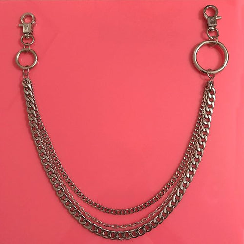 Mixed O-ring scale silver clip chain